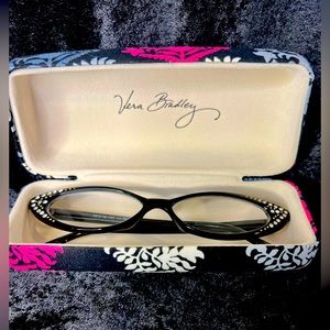 Vera Bradley Clamshell Sunglasses Case Black/Pink/Gray